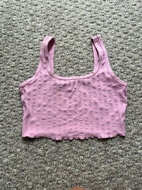 Light Pink Ribbed Scoop Crop Tank Top